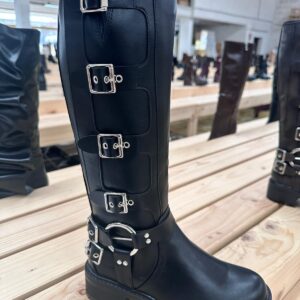 Stivale Biker Neri con Fibbie e suola Carrarmato